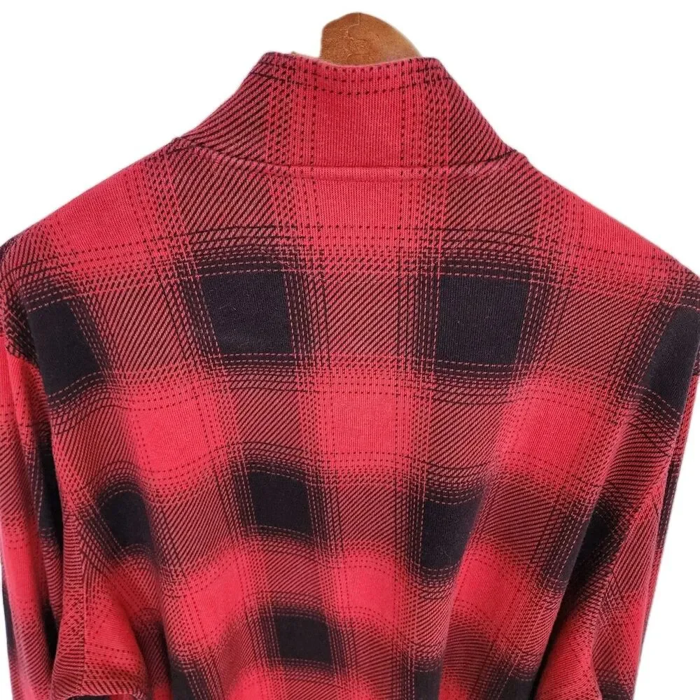 Polo Ralph Lauren Men’s XXL 1/4 Zip Pullover Sweatshirt Red Black Buffalo Plaid